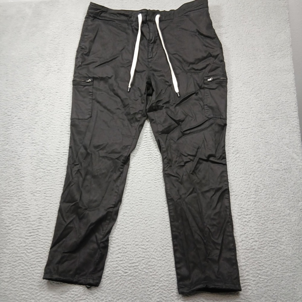 Paige Cargo Pants Mens 40 Black Drawstring Zip Pockets Lyocell M013J47-1086